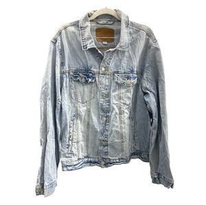 Vintage American Eagle Collection Light Wash Distressed Denim Jacket MsXL - Ws1X